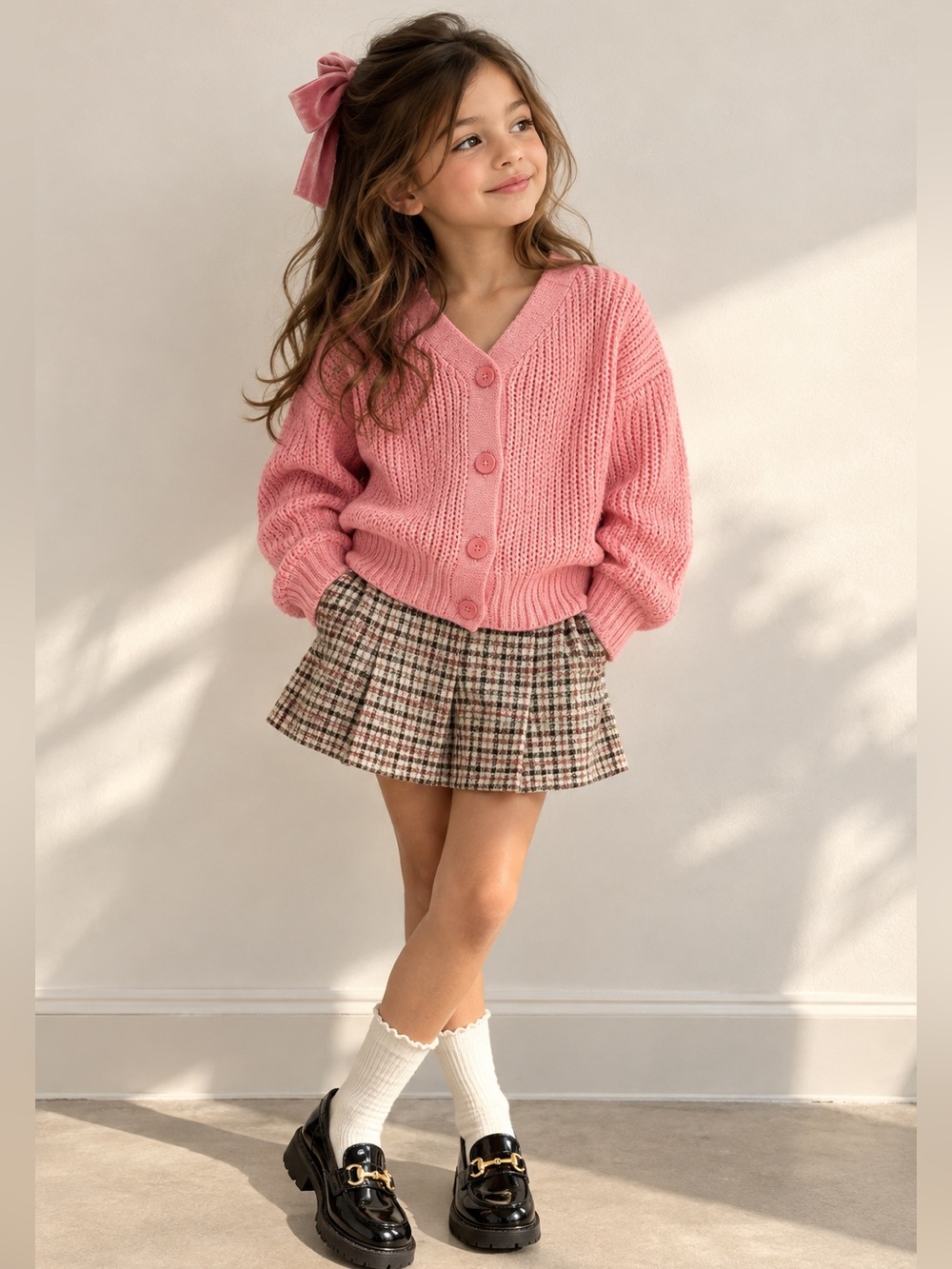 H&M Pink V-Neck Button Cardigan ~ size 6-8